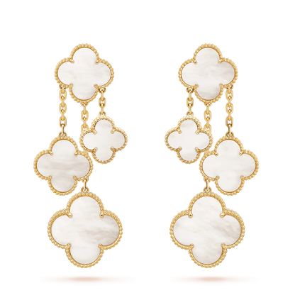 [⭐Shinejoy]CLOVER EARRINGS WHITE MOP 4 MOTIFS GOLD