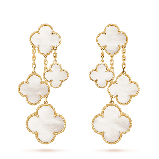 [⭐Shinejoy]CLOVER EARRINGS WHITE MOP 4 MOTIFS GOLD