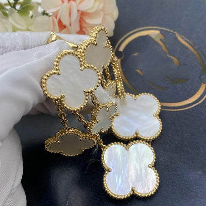 [⭐Shinejoy]CLOVER EARRINGS WHITE MOP 4 MOTIFS GOLD