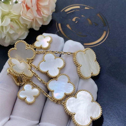 [⭐Shinejoy]CLOVER EARRINGS WHITE MOP 4 MOTIFS GOLD