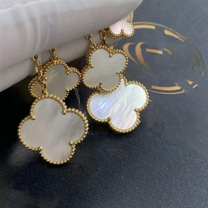[⭐Shinejoy]CLOVER EARRINGS WHITE MOP 4 MOTIFS GOLD