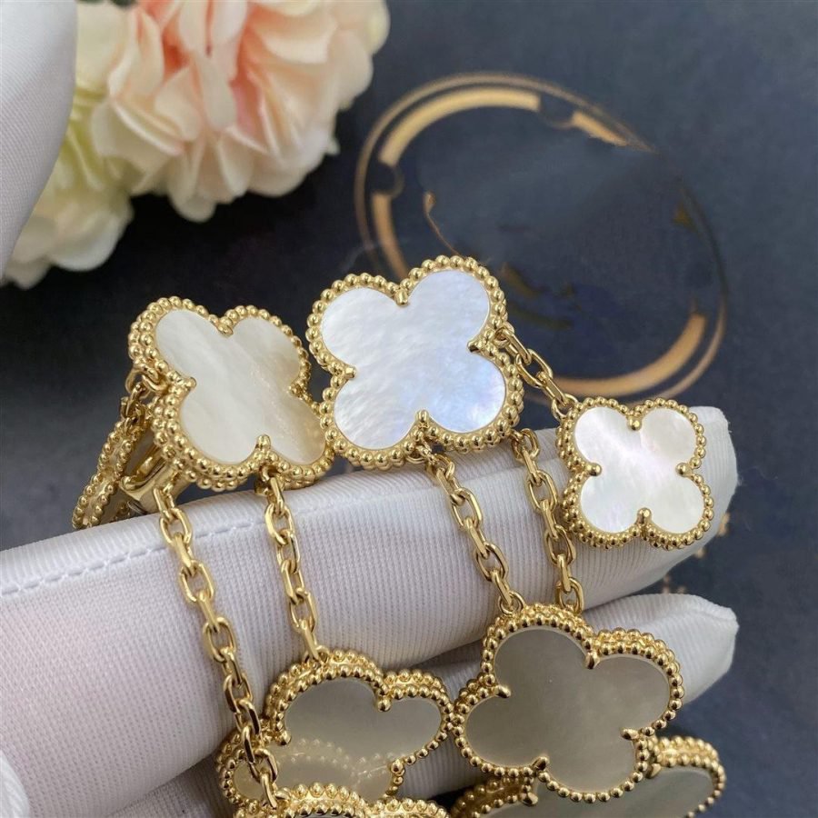 [⭐Shinejoy]CLOVER EARRINGS WHITE MOP 4 MOTIFS GOLD