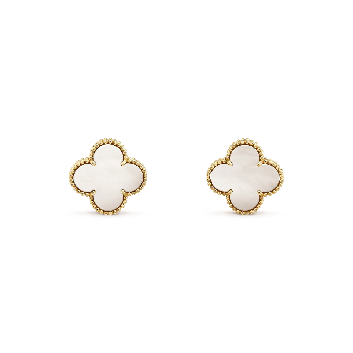 [⭐Shinejoy]CLOVER MEDIUM 1 MOTIFS  WHITE MOP STUD EARRINGS