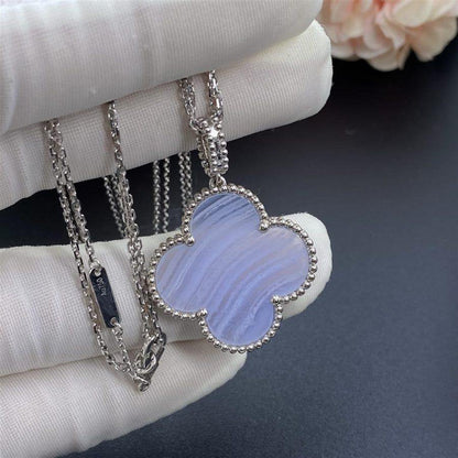 [⭐Shinejoy]CLOVER SILVER CHALCEDONY BIG CLOVER NECKLACE