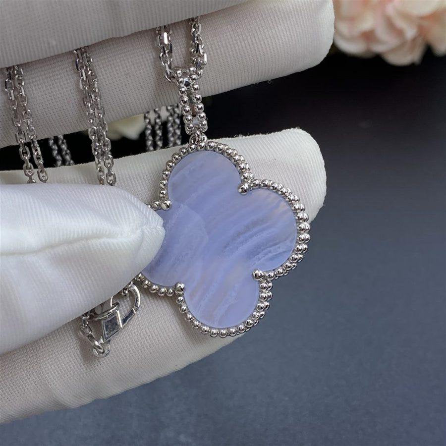 [⭐Shinejoy]CLOVER SILVER CHALCEDONY BIG CLOVER NECKLACE