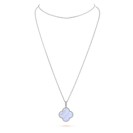 [⭐Shinejoy]CLOVER SILVER CHALCEDONY BIG CLOVER NECKLACE