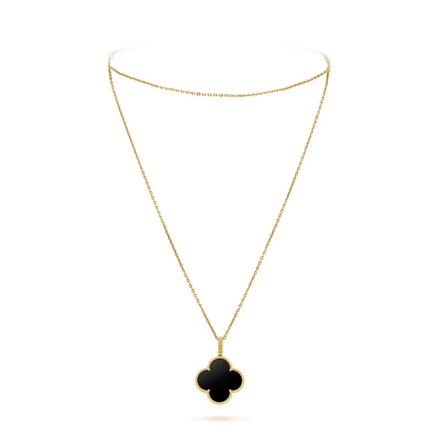 [⭐Shinejoy]CLOVER 25MM GOLD ONYX BIG CLOVER NECKLACE