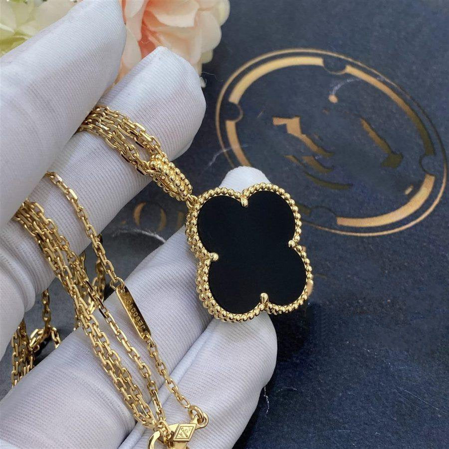 [⭐Shinejoy]CLOVER 25MM GOLD ONYX BIG CLOVER NECKLACE