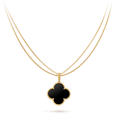 [⭐Shinejoy]CLOVER 25MM GOLD ONYX BIG CLOVER NECKLACE