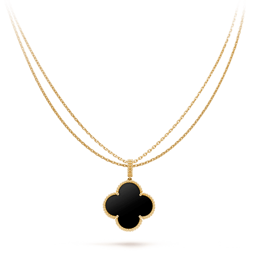 [⭐Shinejoy]CLOVER 25MM GOLD ONYX BIG CLOVER NECKLACE