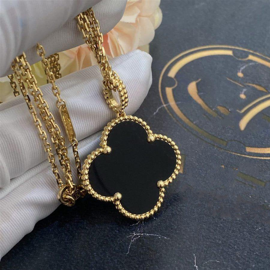 [⭐Shinejoy]CLOVER 25MM GOLD ONYX BIG CLOVER NECKLACE