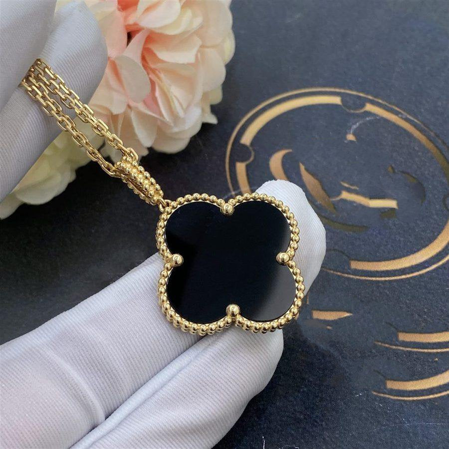 [⭐Shinejoy]CLOVER 25MM GOLD ONYX BIG CLOVER NECKLACE