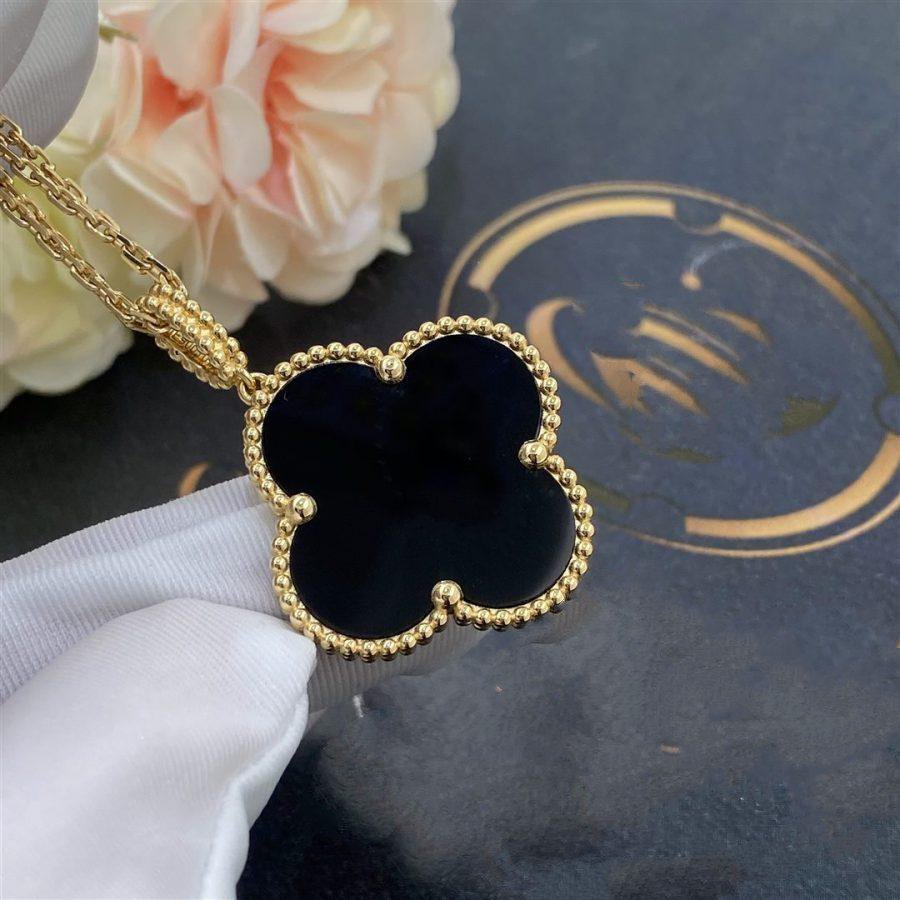 [⭐Shinejoy]CLOVER 25MM GOLD ONYX BIG CLOVER NECKLACE