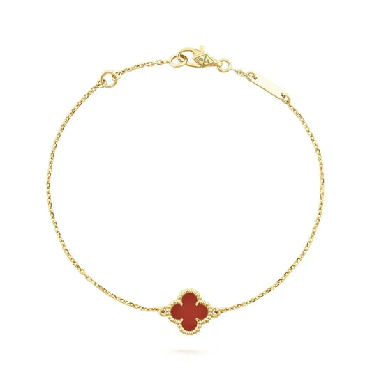 [⭐Shinejoy]CLOVER  CARNELIAN SINGLE FLOWER BRACELET
