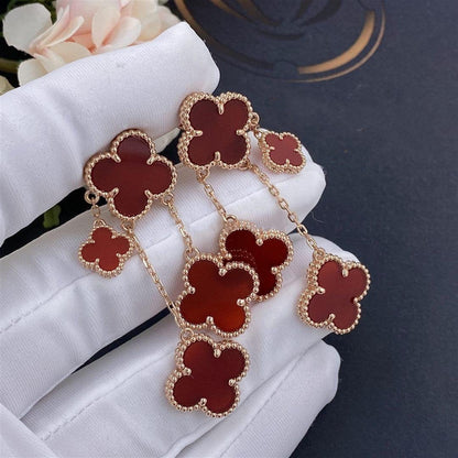 [⭐Shinejoy]CLOVER EARRINGS CARNELIAN 4 MOTIFS PINK GOLD