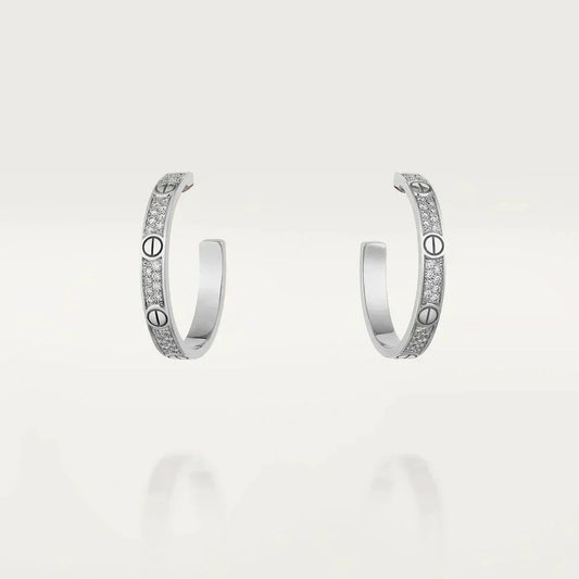 [⭐Shinejoy]LOVE DIAMOND SILVER HOOP EARRINGS