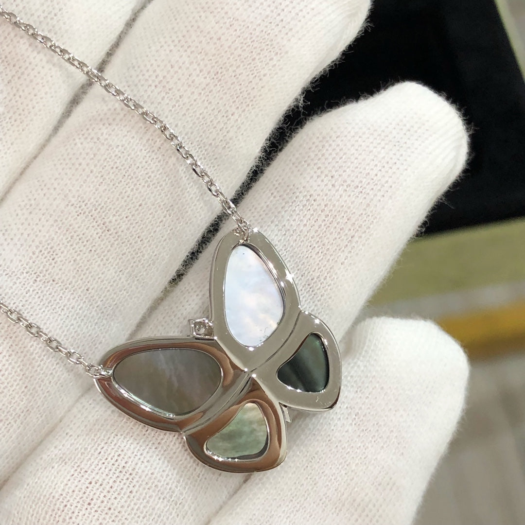 [⭐Shinejoy]LARGE BUTTERFLY SILVER PENDANT DIAMOND NECKLACE