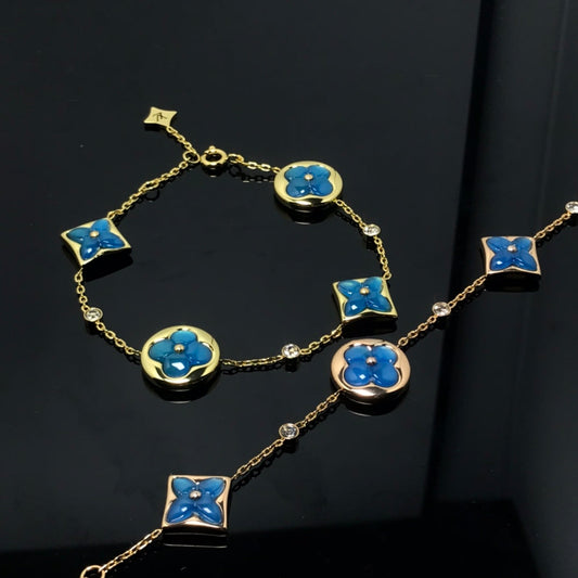 [⭐Shinejoy]STAR AND SUN 4 MOTIF BLUE BRACELET