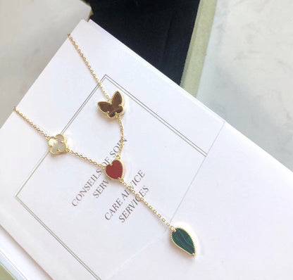 [⭐Shinejoy]LUCKY SPRING 4 MOTIFS ROSE GOLD NECKLACE