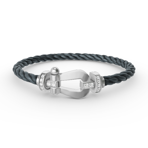 [⭐Shinejoy]FORCE LARGE HORSESHOE HALF DIAMOND BRACELET SILVER