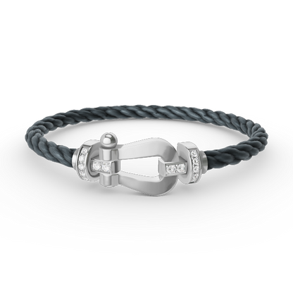 [⭐Shinejoy]FORCE LARGE HORSESHOE HALF DIAMOND BRACELET SILVER