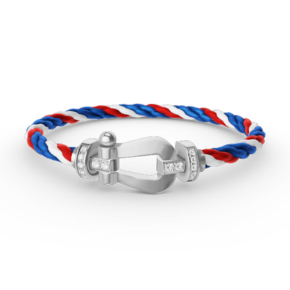 [⭐Shinejoy]FORCE LARGE HORSESHOE HALF DIAMOND BRACELET SILVER