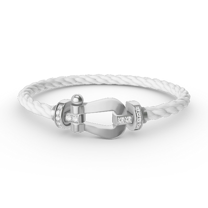 [⭐Shinejoy]FORCE LARGE HORSESHOE HALF DIAMOND BRACELET SILVER