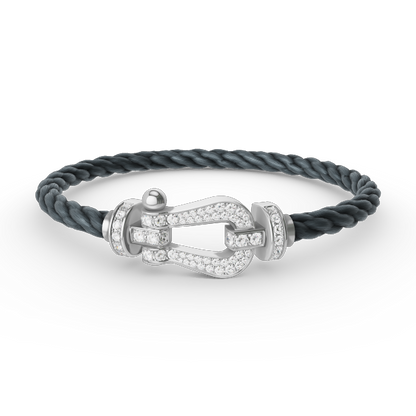 [⭐Shinejoy]FORCE LARGE HORSESHOE FULL DIAMOND BRACELET SILVER