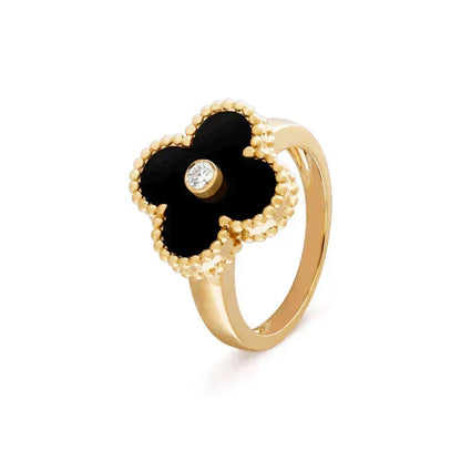 [⭐Shinejoy]CLOVER ONYX RING GOLD DIAMOND