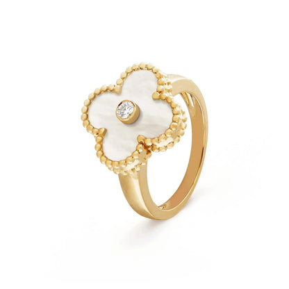 [⭐Shinejoy]CLOVER PINK MOP RING GOLD DIAMOND