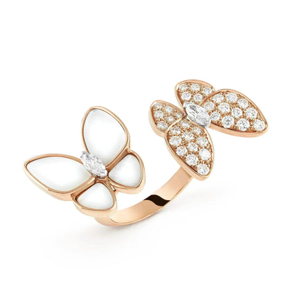[⭐Shinejoy]TWIN BUTTERFLY DIAMOND MOP RING